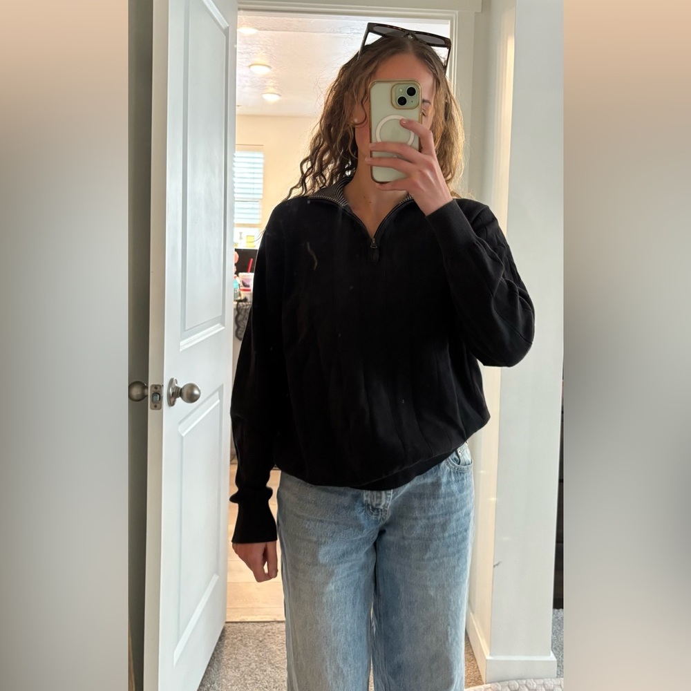 Geoffrey Beene Black Quarter Zip Sweater